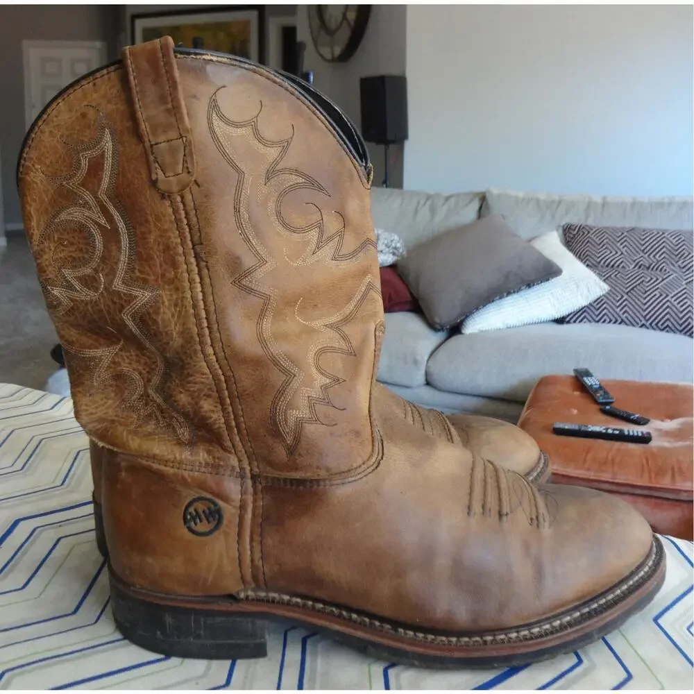 Double H DH3599 Mens 11 2E Extra Wide EE Brown USA Cowboy Western Boot Roper